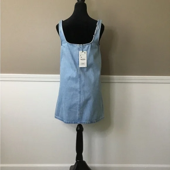 ZARA Light Blue Denim Dress NWT - Picture 2 of 4